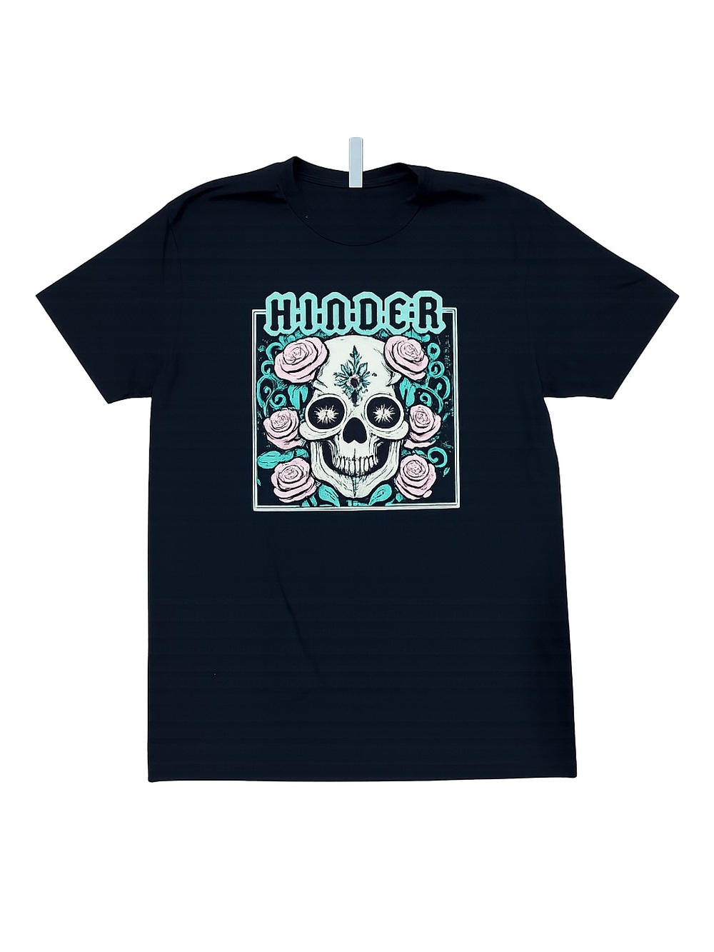 Hinder Band Skull Roses Graphic T-Shirt Black Adult Large Rock Concert Tee